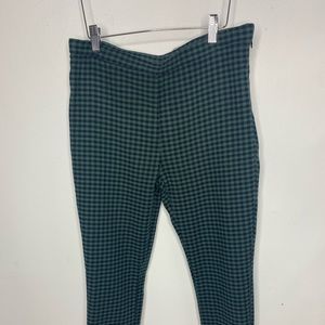 Free People Size 10 Plaid Green Black Skinny Pants Side Zipper